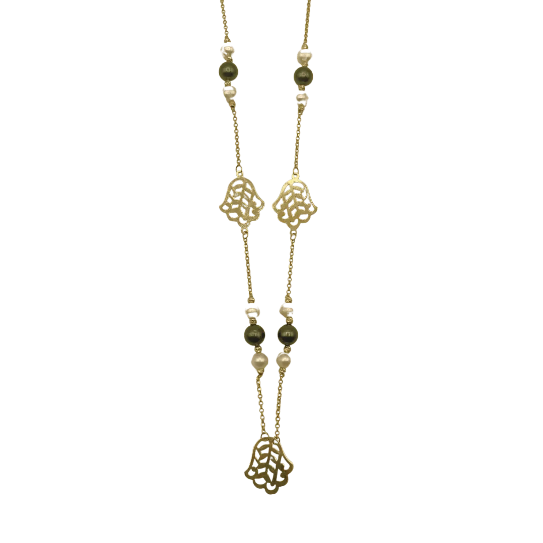 Sautoir Moderne en Or 18K avec Perles – Bijouterie Gold Oudaoud