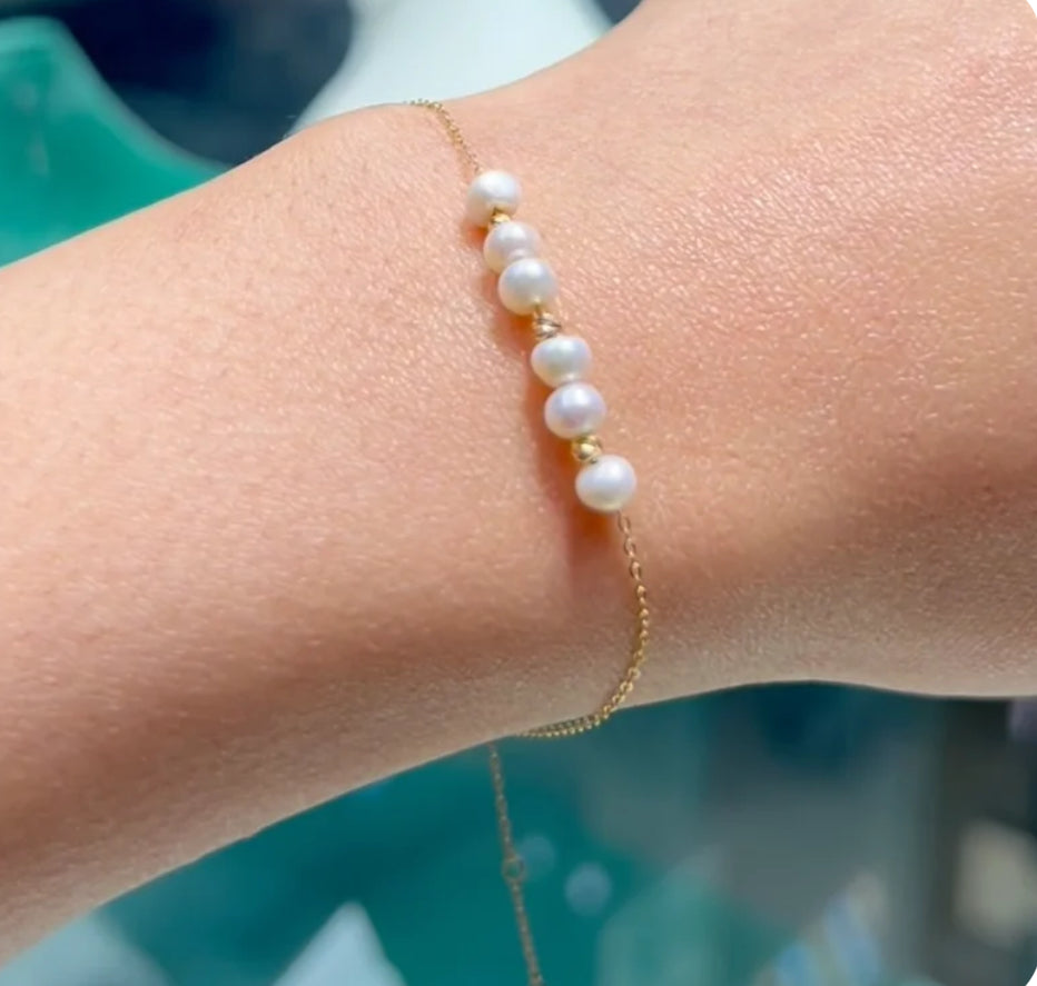 Gourmette en Or 18 carats avec perle naturel 💯🎁