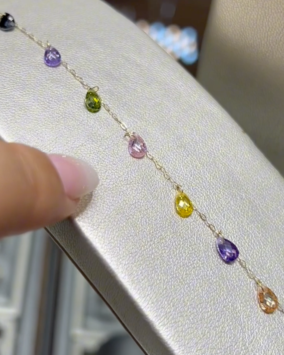 Ensemble ARC EN CIEL en Or 18k ( Collier et gourmette )