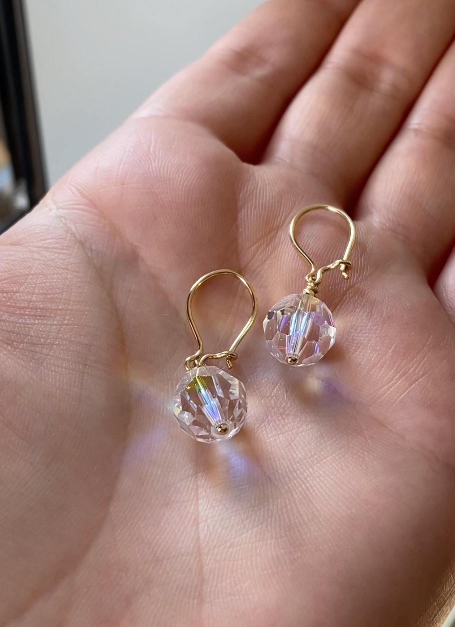Boucles D'oreilles en Or 18k - Boule De Crystal