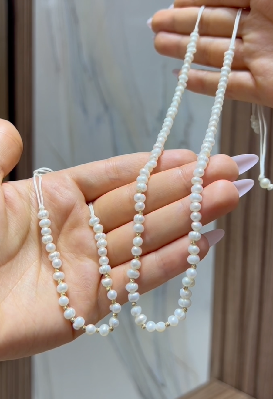 Ensemble Cordon avec Johar Naturelles et Boules en Or 18k