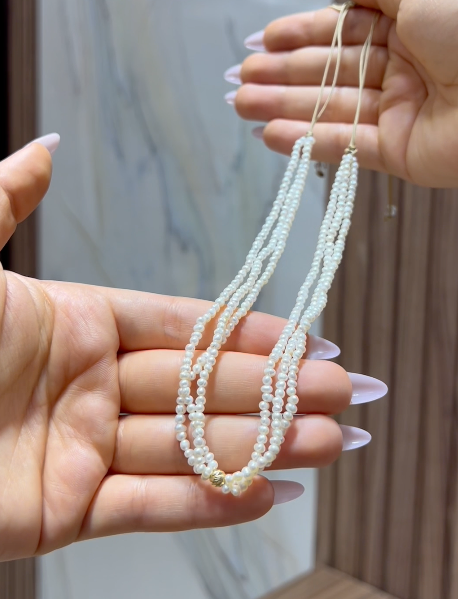 Collier en Pierres Johar Naturelles avec Grand Boule en Or 18k