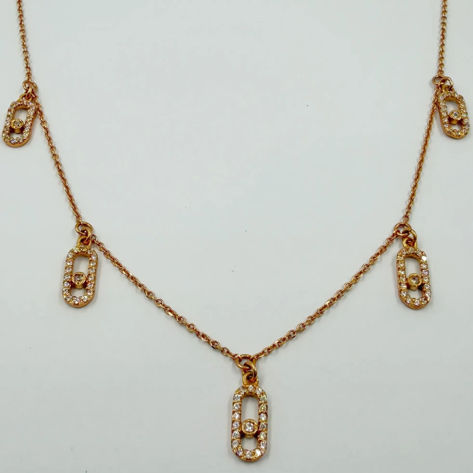 Collier Maillons Pavés en Or Rose 18K