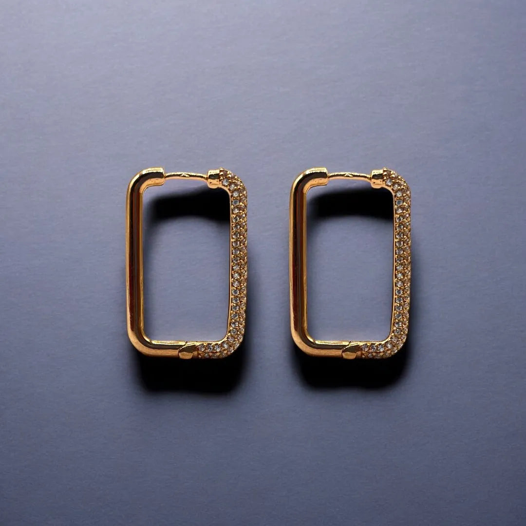 Boucles d’Oreilles en Or Rose 18K avec Pavé de Zircons