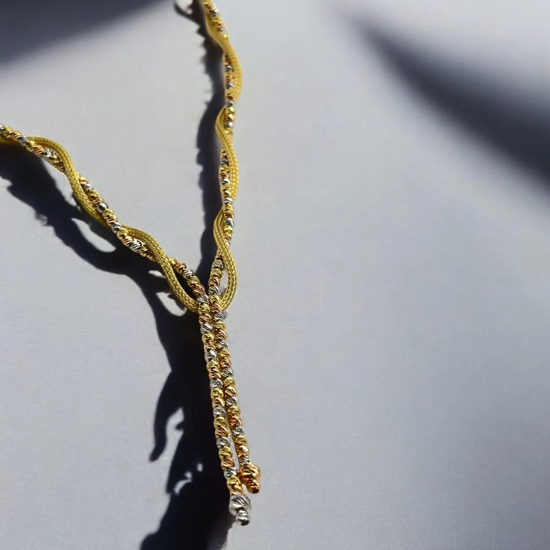 Collier en Or 18K Tressé avec Des Boules