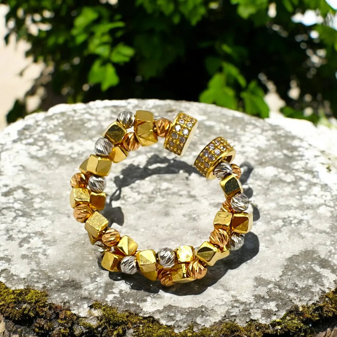 Bague en Or 18K – Mélange d’Or Jaune, Blanc et Rose