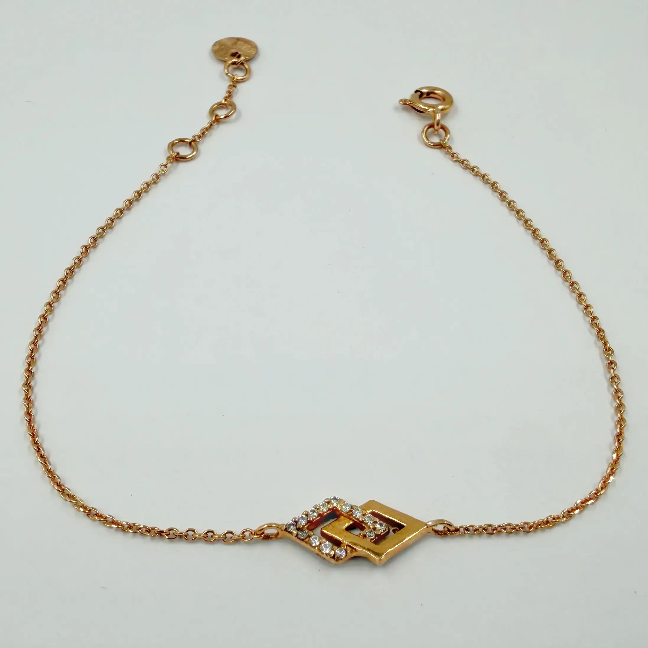 Gourmette Motif Géométrique en Or Rose 18K