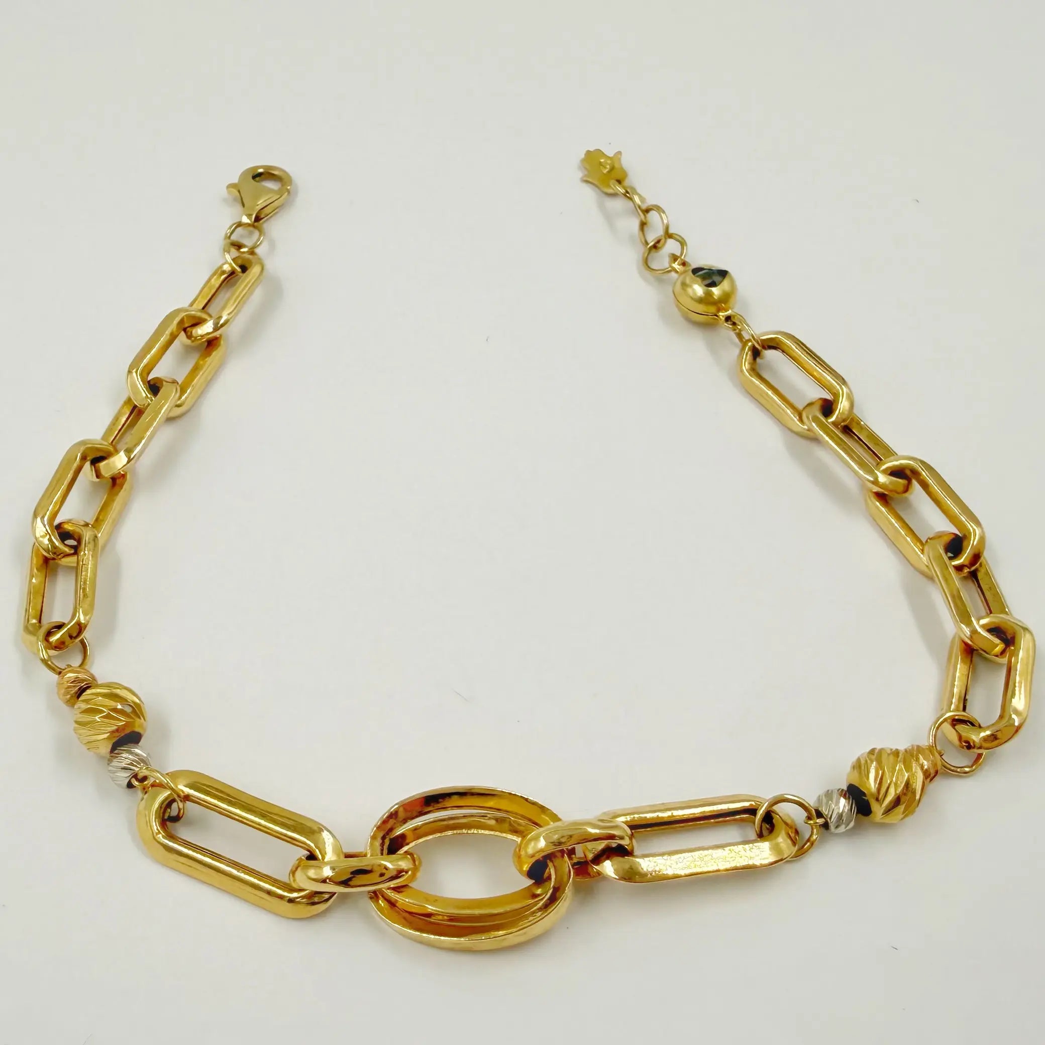 Gourmette Maillons Ovale en Or Jaune 18K