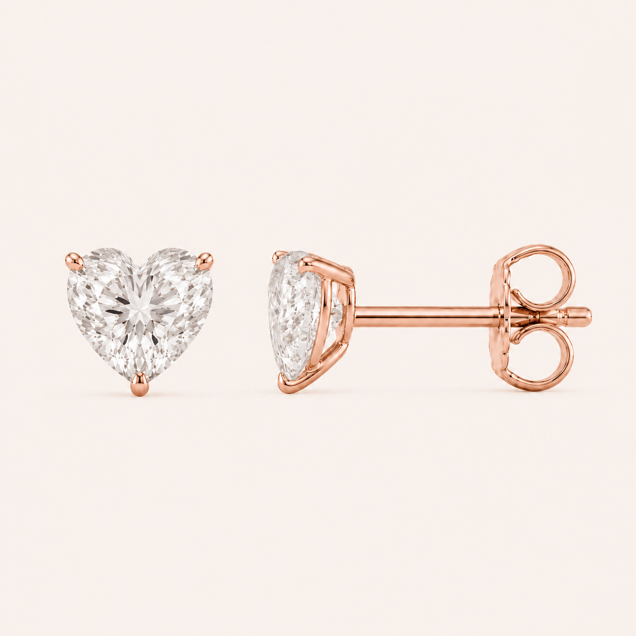 Boucles Studs Diamants de Laboratoire Coeurs 0,50 ct