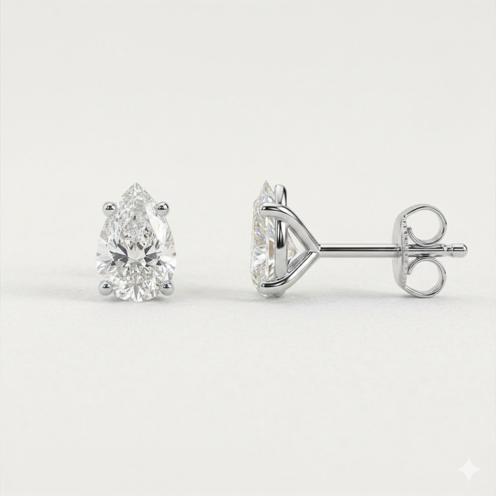 Boucles Studs Diamants de Laboratoire Poires 0,50 ct