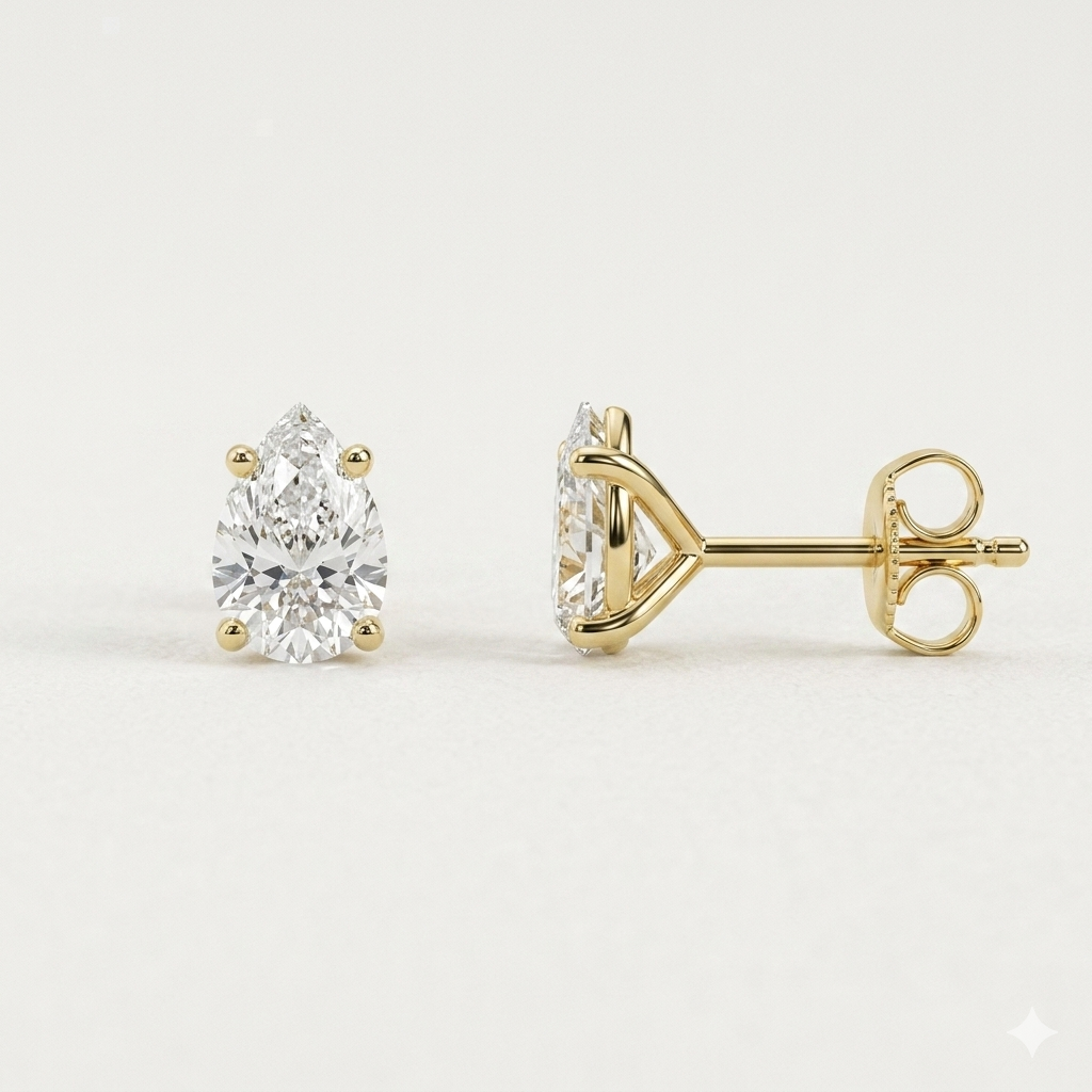 Boucles Studs Diamants de Laboratoire Poires 0,50 ct