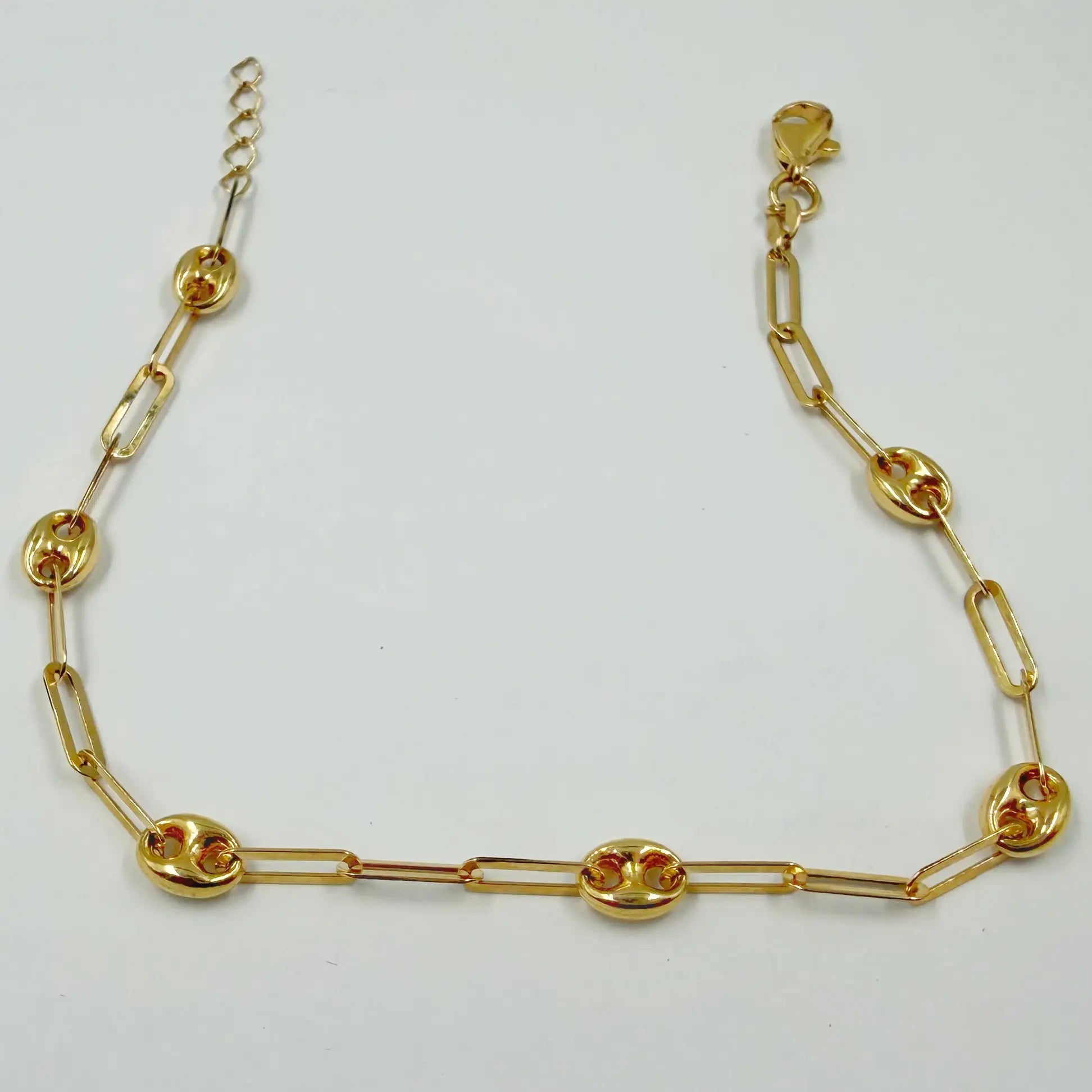 Gourmette Grain de Café en Or Jaune 18K