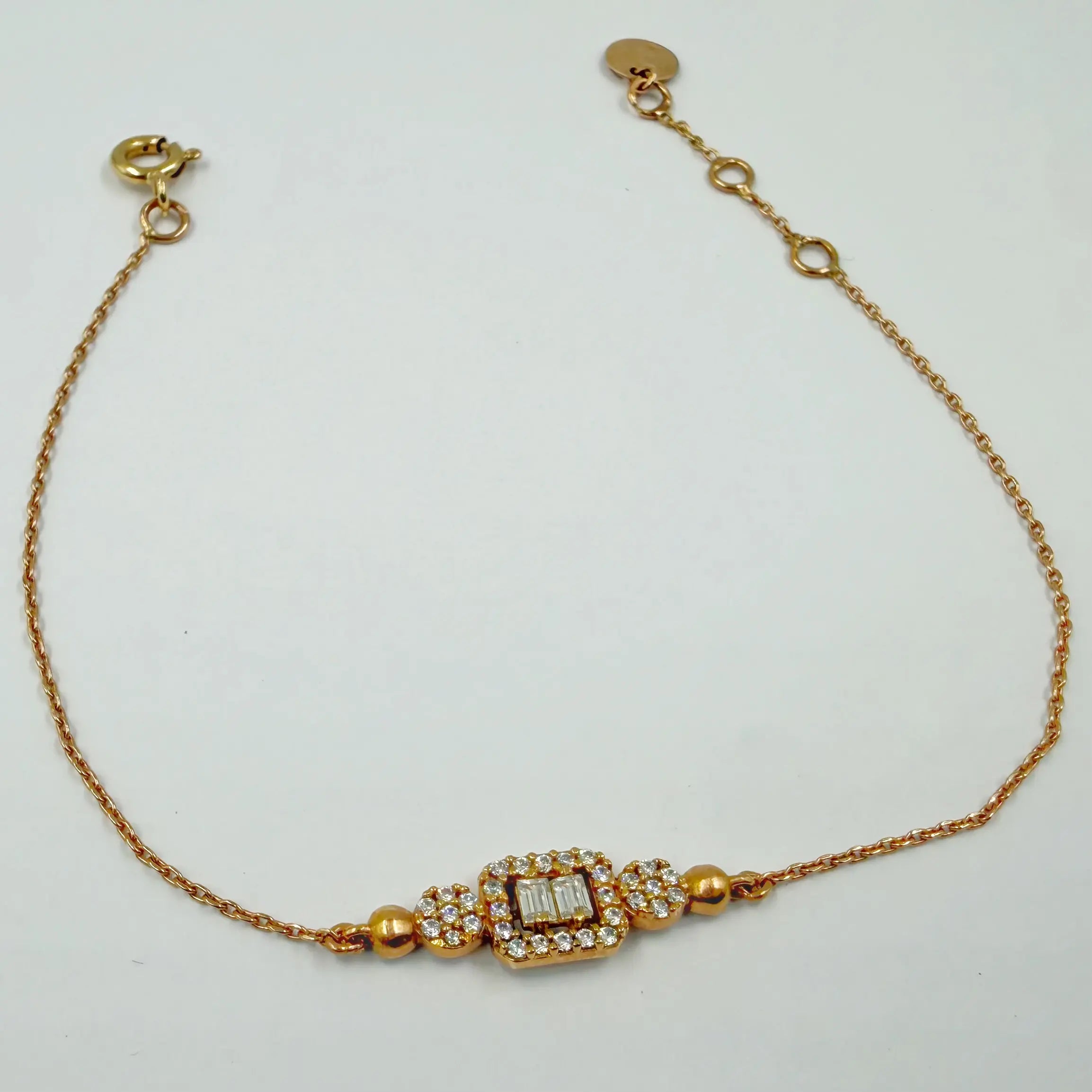 Gourmette Carré Pavé en Or Rose 18K