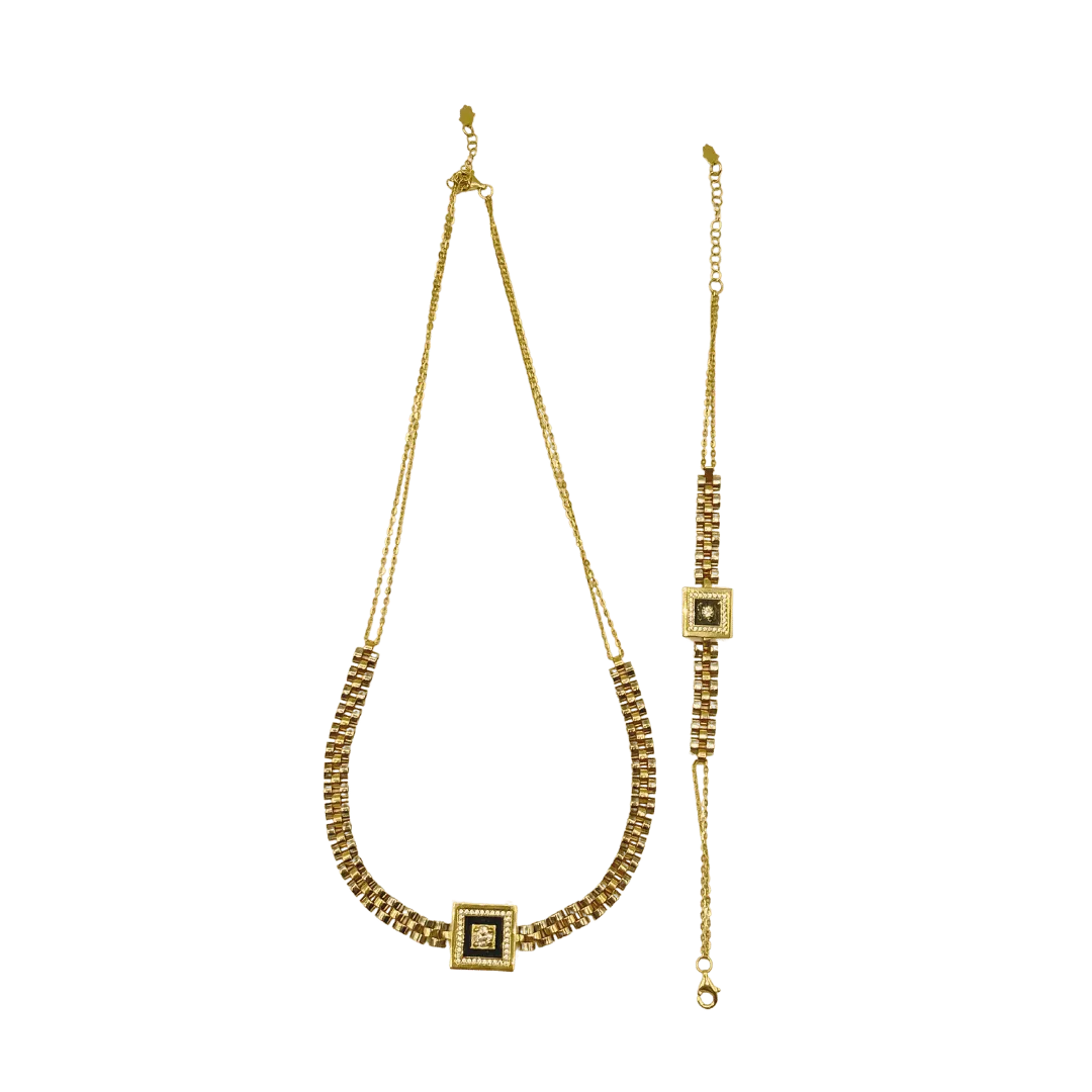 Parure Collier et Gourmette en Or 18k