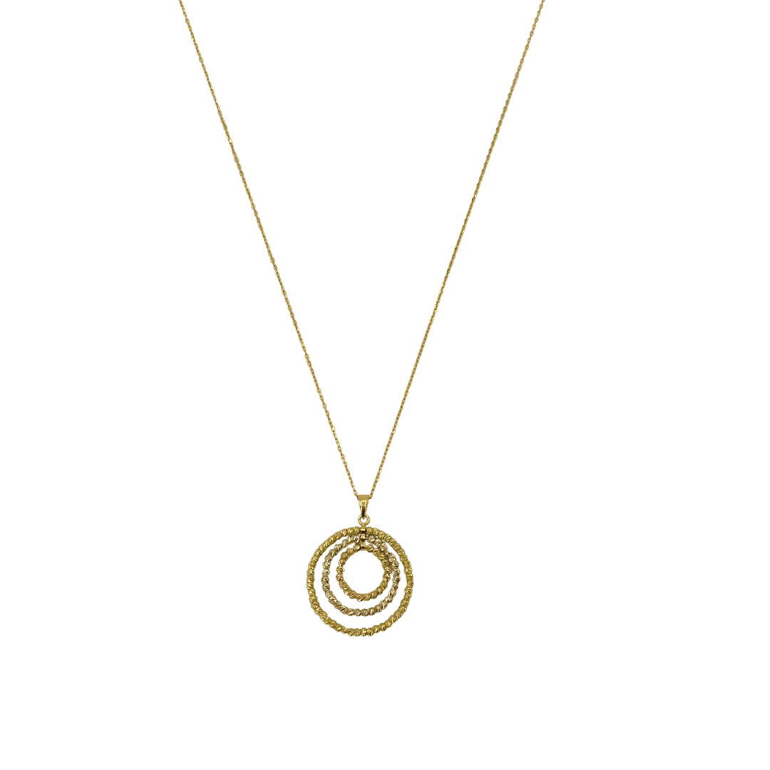 Collier en Or 18K avec Pendentif Cercle Triple