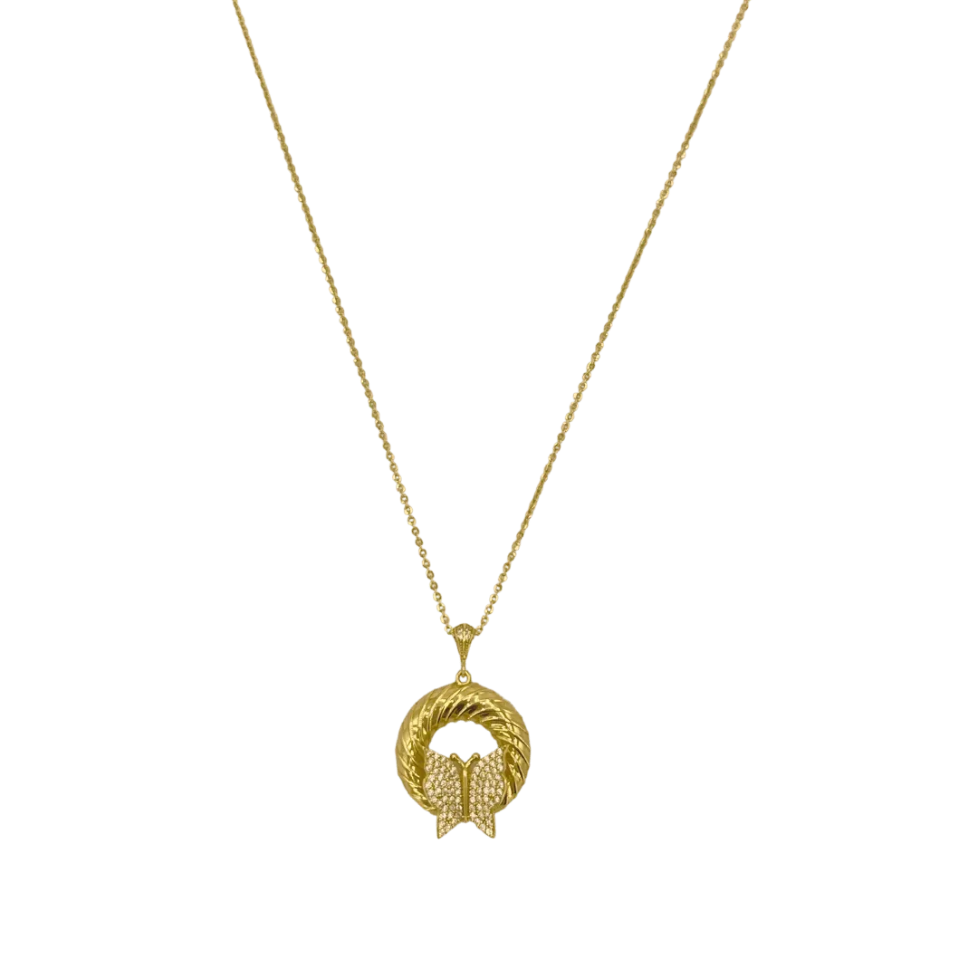 Collier en Or 18K avec Pendentif Papillon