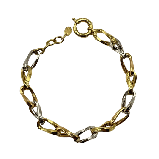 Gourmette Moderne Tricolore en Or 18K