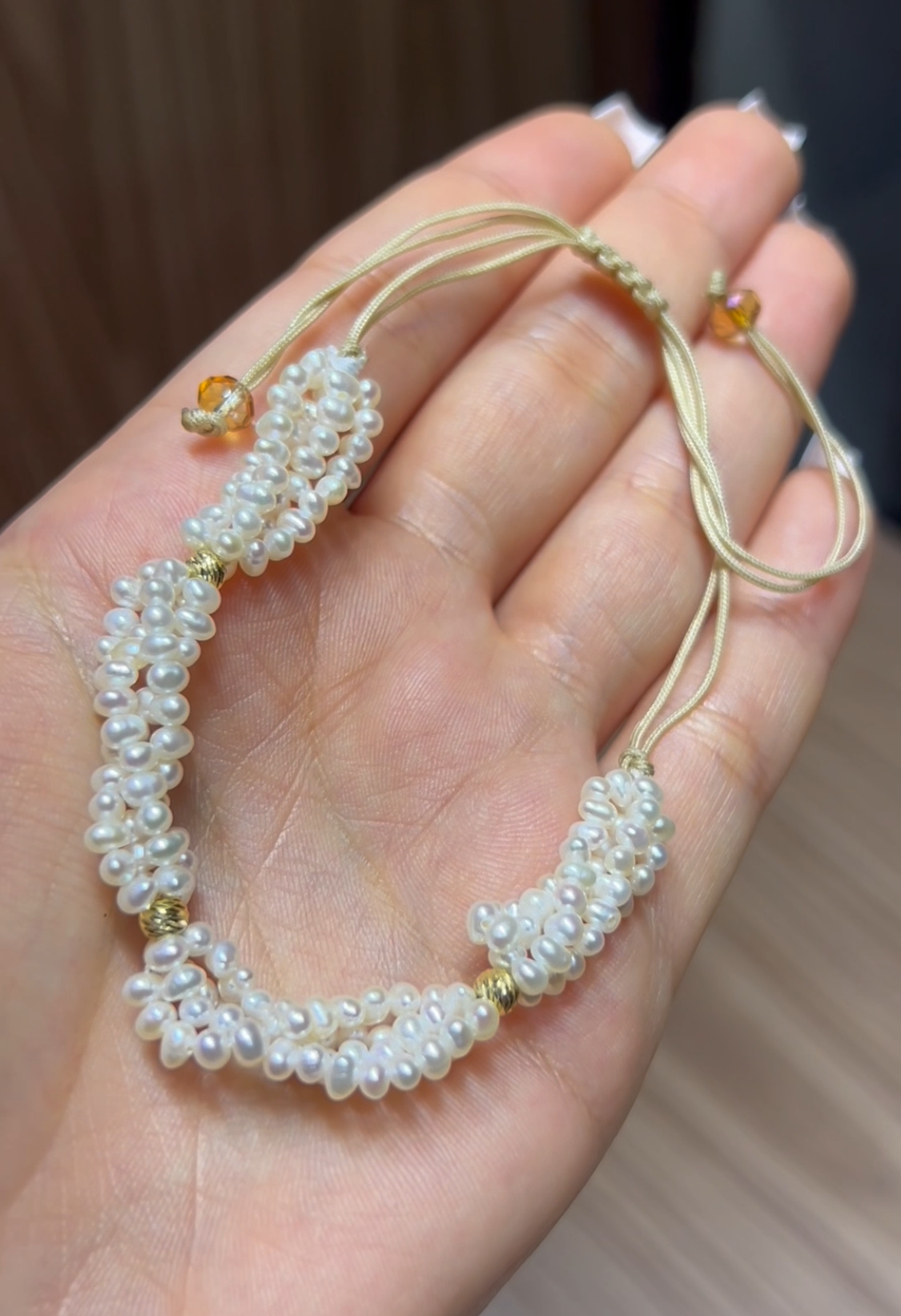 Bracelet johr naturel avec boules en Or 18 carats 💯✅