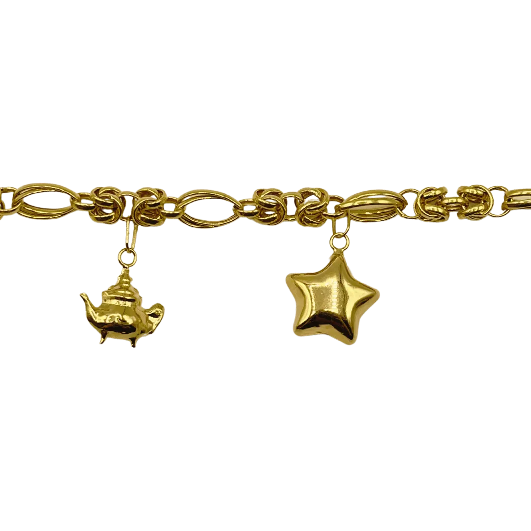 Gourmette avec Étoilés et Lunaires en Or 18k