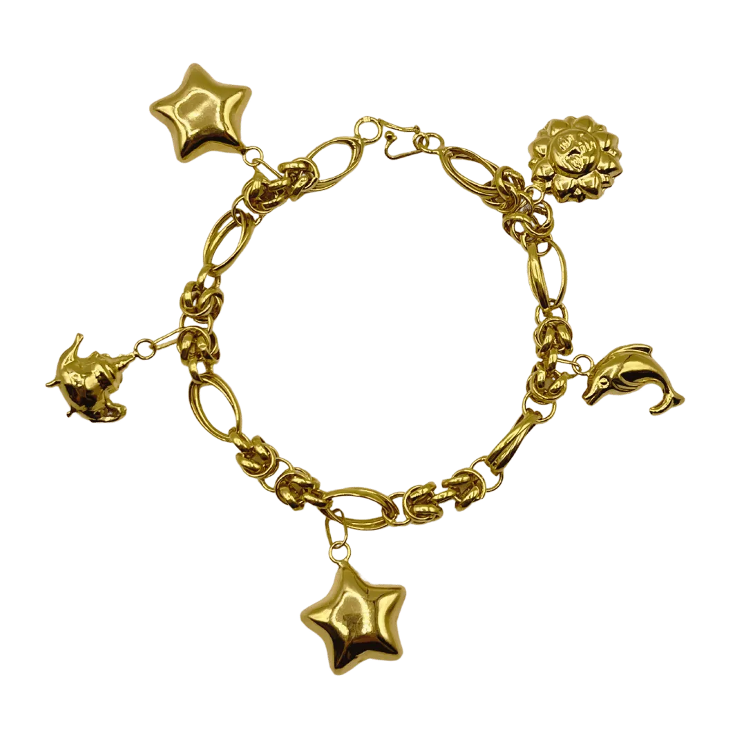 Gourmette avec Étoilés et Lunaires en Or 18k