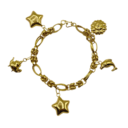 Gourmette avec Étoilés et Lunaires en Or 18k