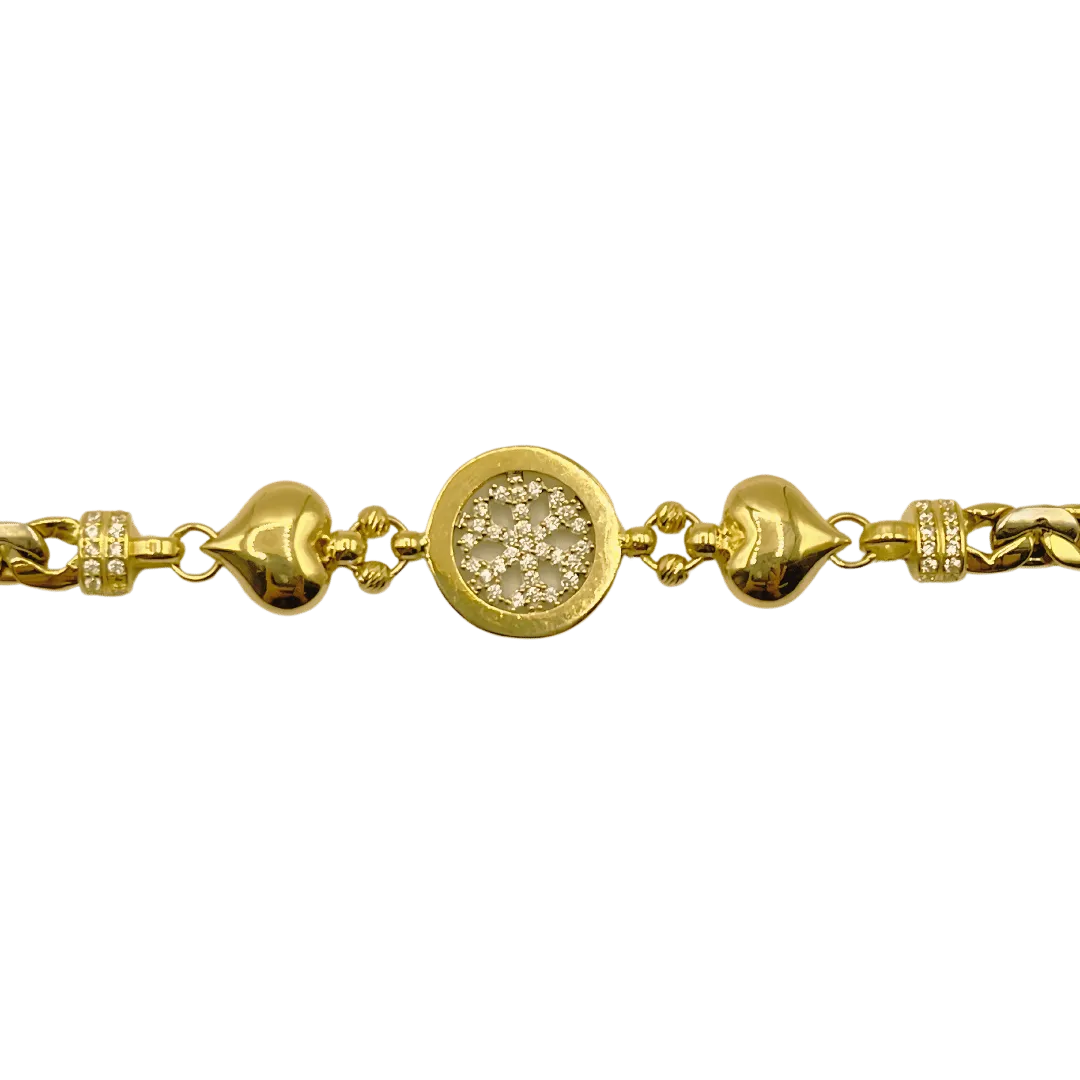 Gourmette en Or Jaune 18K avec Motif Neige