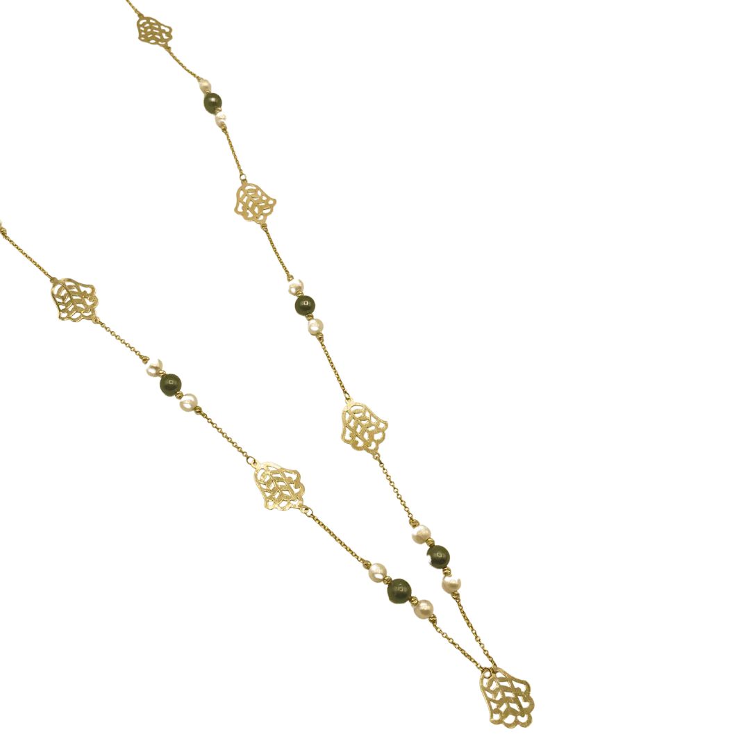 Sautoir Moderne en Or 18K avec Perles – Bijouterie Gold Oudaoud