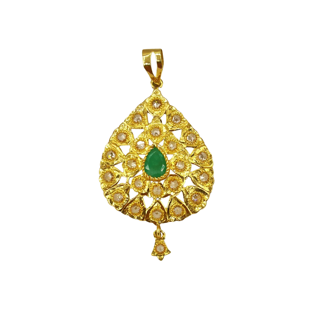 Pendentif en Or 18K avec Rosace et Émeraude