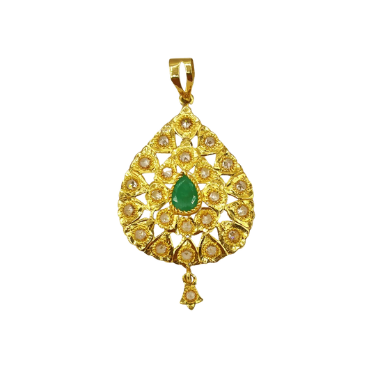 Pendentif en Or 18K avec Rosace et Émeraude