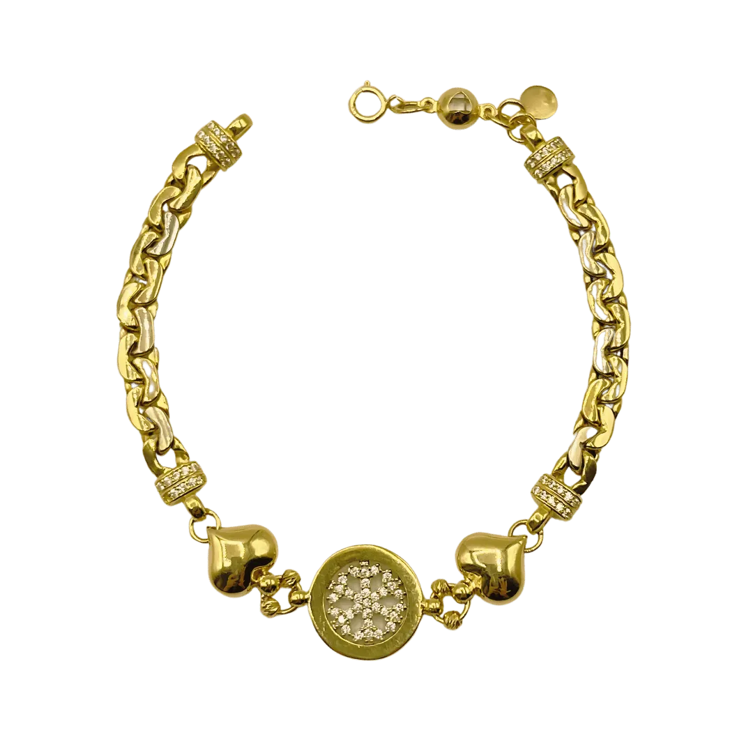 Gourmette en Or Jaune 18K avec Motif Neige