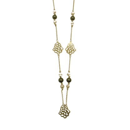 Sautoir Moderne en Or 18K avec Perles – Bijouterie Gold Oudaoud