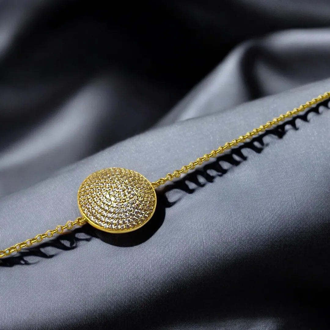 Gourmette en Or 18K Sertie de Zirconium