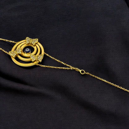 Gourmette avec Pendentif Œil Protecteur et Papillons