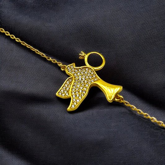 Gourmette avec Pendentif Oiseau en Or 18K