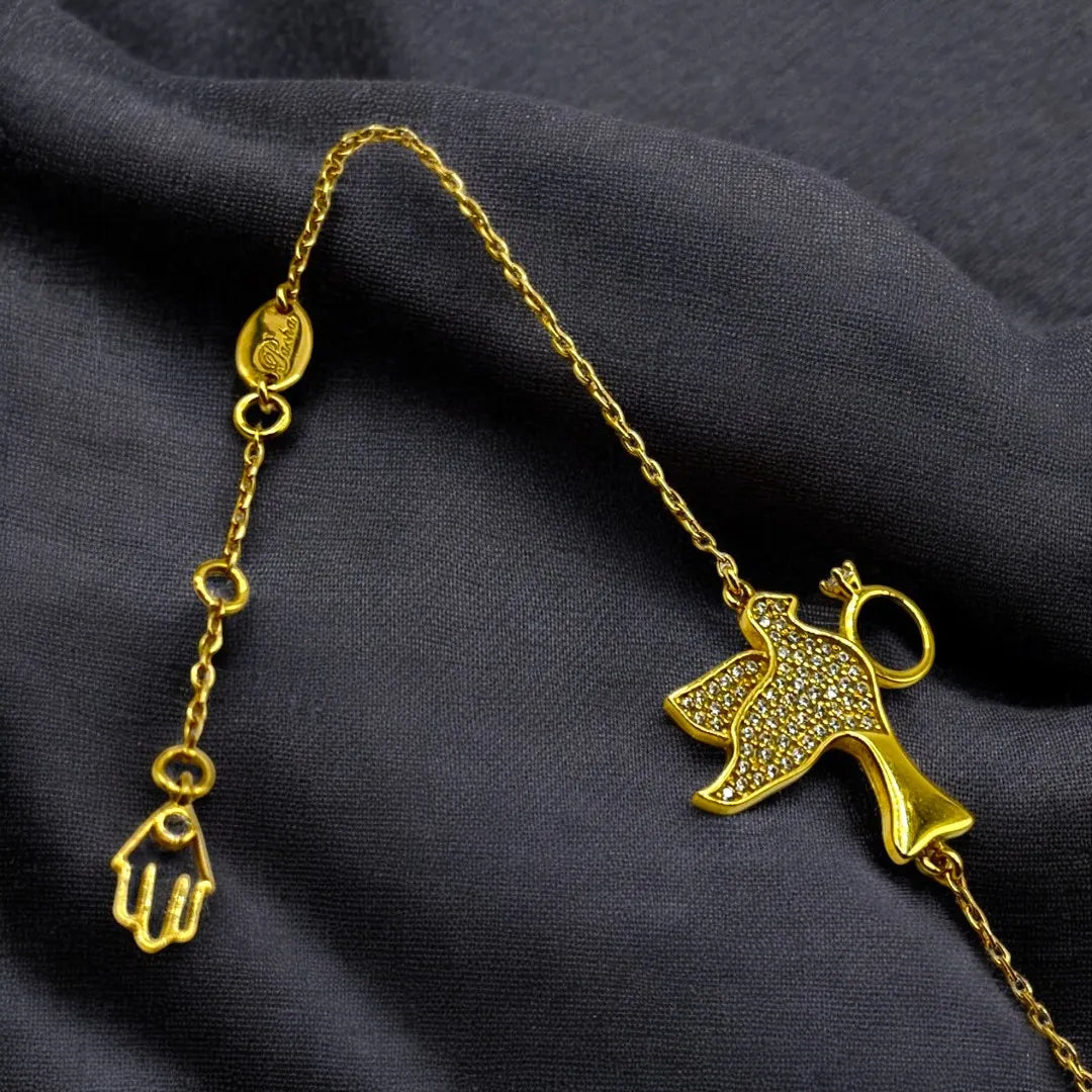 Gourmette avec Pendentif Oiseau en Or 18K