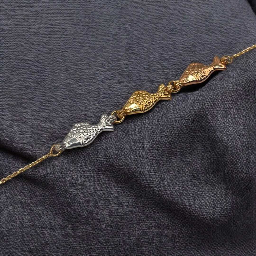 Gourmette avec Pendentif 3 Poissons en Or