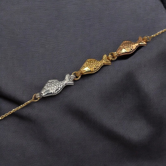 Gourmette avec Pendentif 3 Poissons en Or