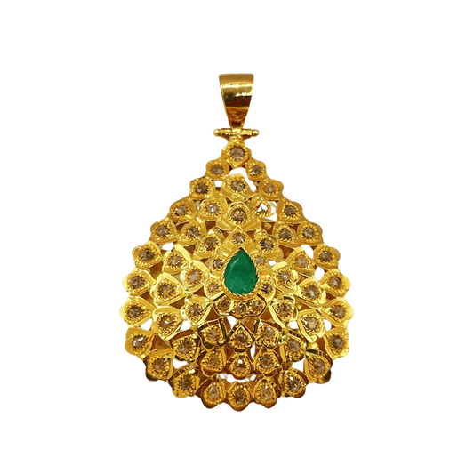 Pendentif Rosace Émeraude en Or 18K
