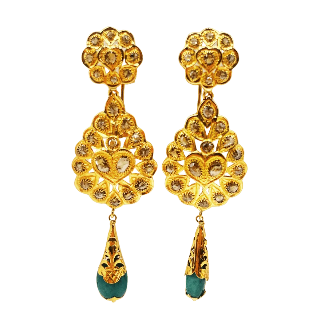 Boucles d’Oreilles Traditionnelles avec Émeraudes