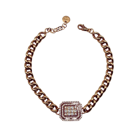 Gourmette en Or Rose 18k Sertie Zircons