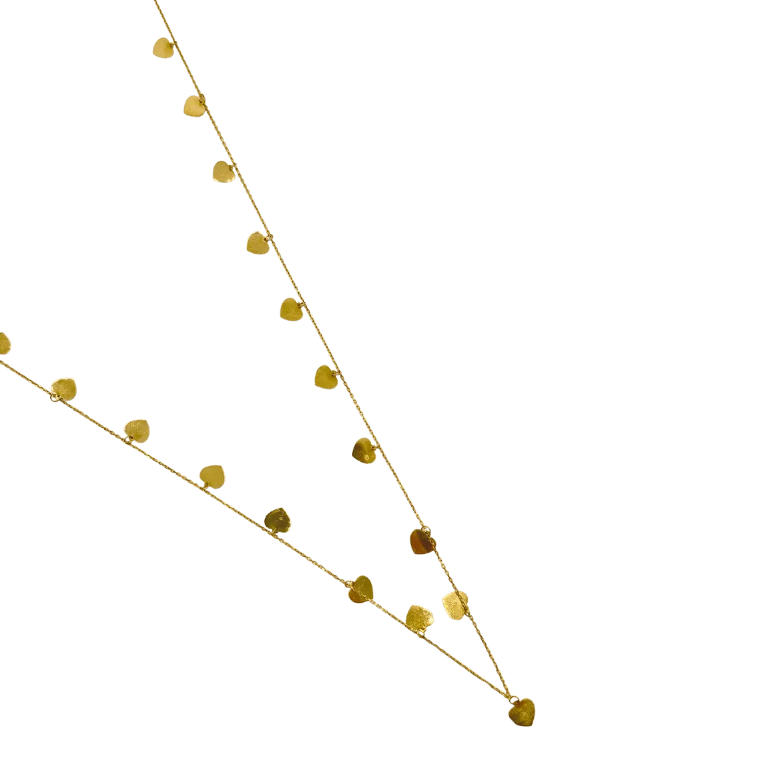 Sautoir Moderne avec Cœurs en Or 18K