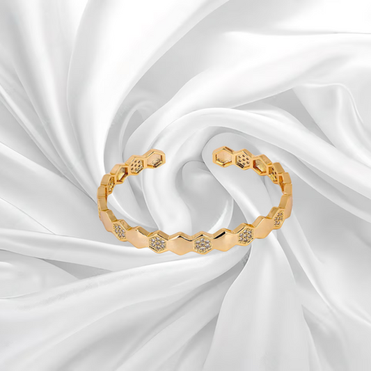 Bracelet moderne en Or jaune 18K Serti