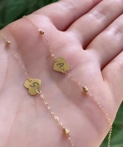 Gourmette Coeur gravé en Or18k