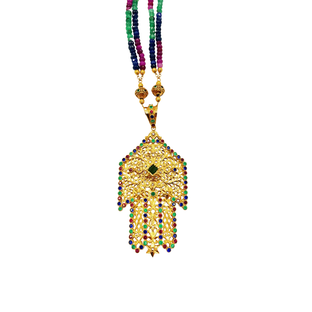 Sautoir Khamisa Sertie de Pierres Précieuses