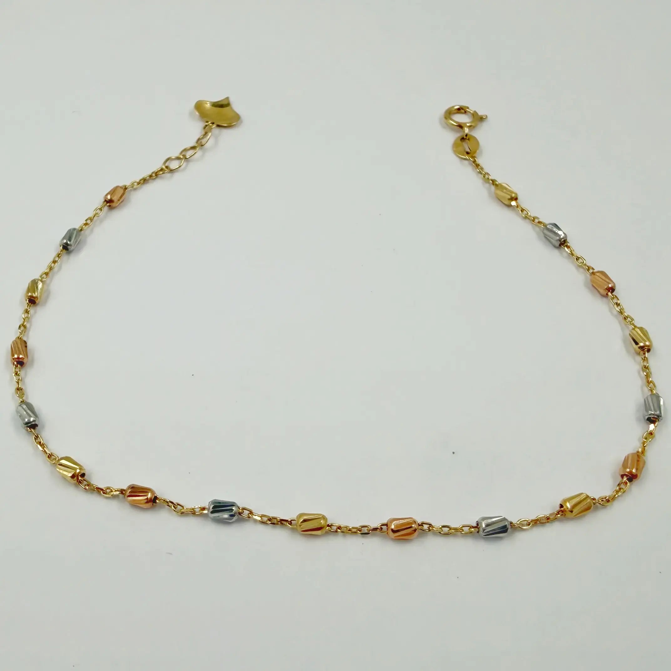 Gourmette Boules Tricolore en Or 18K