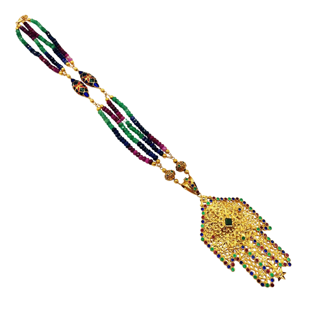 Sautoir Khamisa Sertie de Pierres Précieuses