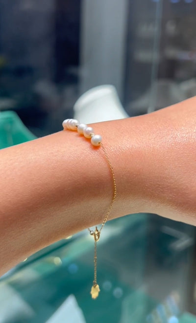 Gourmette en Or 18 carats avec perle naturel 💯🎁