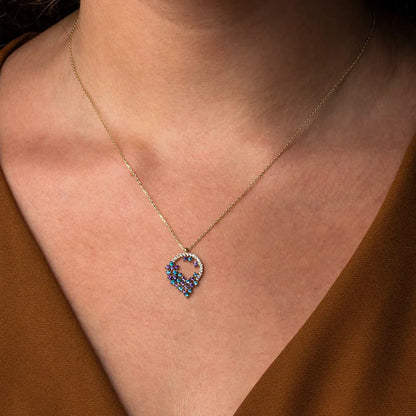 Collier Cercle Zircon Coloré en Or 18K