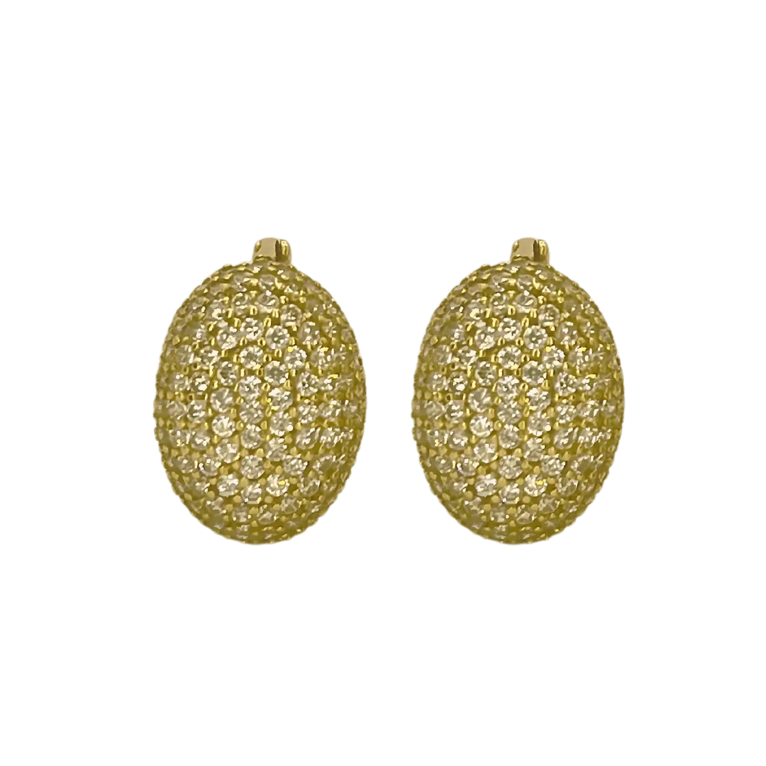 Boucles d’Oreilles Pavées de Zircons en Or 18k