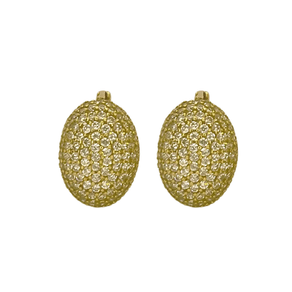 Boucles d’Oreilles Pavées de Zircons en Or 18k